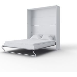 Maxima House - INVENTO 14 Elegance - Verticaal Vouwbed - Logeerbed - Opklapbed - Bedkast - Inclusief LED - Wit / Hoogglans Grijs - 200x160 cm