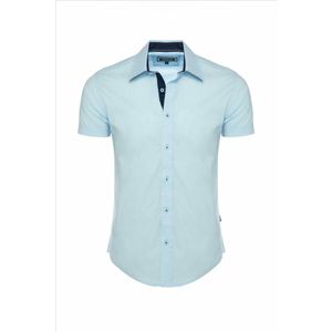 Carisma Overhemd Korte Mouw Effen Blauw 9102 - XL