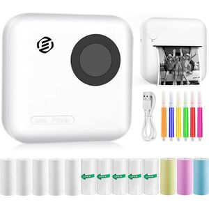 Equivera Mini-Printer - Pocket Printer - Mobiele Fotoprinter - Draagbaar & Draadloos - Leerhulp & Notites