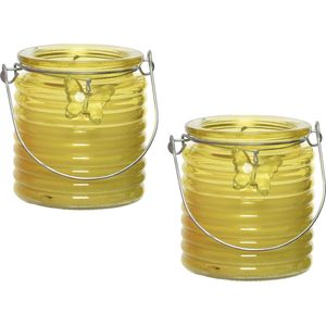 Citronella kaars - 3x - in windlicht - geel - 20 branduren - citrusgeur