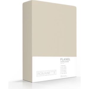 Excellente Flanel Hoeslaken Lits-jumeaux Extra Lang Zand | 160x220 | Ideaal Tegen De Kou | Heerlijk Warm En Zacht