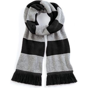 Beechfield Gestreepte sjaal Stadium B479 - Black / Heather Grey - One size