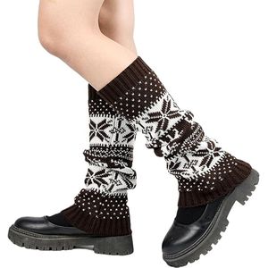 Dames beenwarmers winter gebreide beenwarmers Bohemen kousen legwarmers legging kerstkous - koffie