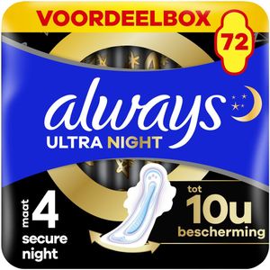 Always Ultra Secure Night - Maandverband Met Vleugels - Voordeelbox 72 stuks