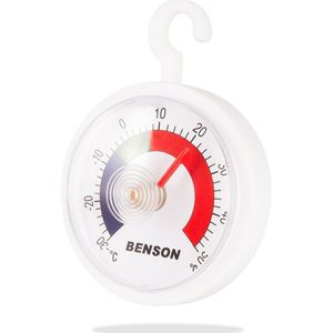 Benson Analoog koelkast- en vriezerthermometer - rond - Ø 44 mm - wit - meetbereik -30°C tot +50°C
