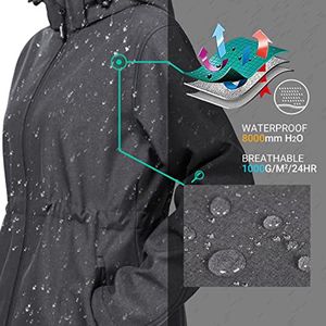 Lange dames softshelljas met capuchon - fleece gevoerd, wind- en waterdicht windjack