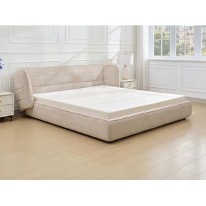 Vente-unique Bed 180 x 200 cm met ingekeept hoofdbord - Boucléstof - Beige + matras - LARUMO van Maison Céphy L 230 cm x H 82 cm x D 236 cm