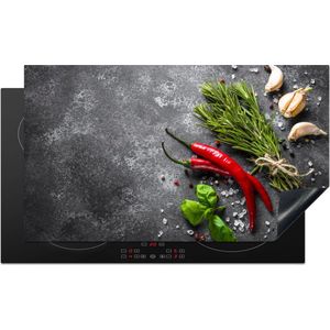 KitchenYeah inductie beschermer 95x50 cm - Kruiden - Specerijen - Kookplaataccessoires peper - Afdekplaat voor kookplaat - Anti slip mat - Keuken accessoires inductieplaat - Inductiemat beton - Keukendecoratie