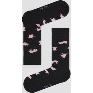 Grappige Sokken Zwart met Varkens in Bio katoen maat 41-46 - Varkentjes - Zacht - Trendy geschenk - Trendy Cadeau - Verjaardag - Geschenk - Kerst