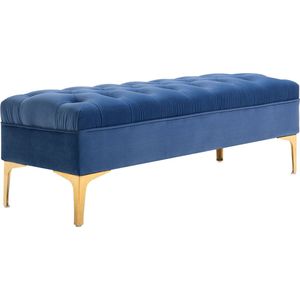 HOMCOM Zitbank bedbank schoenenbank verhoogde poten fluweel blauw 831-163V01