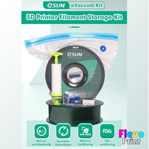eSun eVacuum Kit voor 3D Filament – Bewaarset met 10 vacuümzakken, handpomp, vochtvangers en afdichting