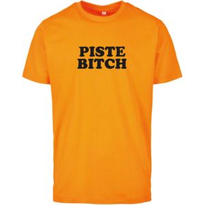T-shirt oranje L - Piste Bitch - soBAD. | Foute apres ski outfit | kleding | verkleedkleren | wintersport t-shirt | wintersport dames en heren