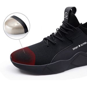 Werkschoenen - Sneakers - Veiligheidsschoenen - Stalen Neus - Zwart Rood - Maat 45