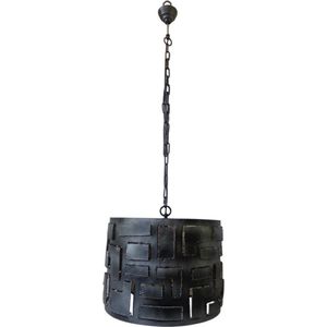 Pablo hanglamp  zwart metaal, 50cm dia hoogte 40cm met ketting 190cm hoog,  5 x e14