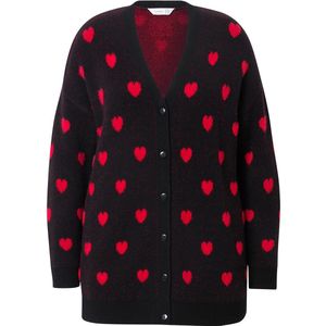 MIAMODA MIAMODA - Dames - Vest classic fit hartjes - Zwart - Maat 50+