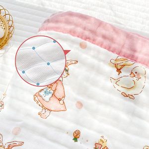 Mousseline deken, 6-laags knuffeldeken, babykatoen, 110 x 110 cm, mousseline babydeken, inbakerdeken, zachte deken voor badhanddoek, kinderdeken, pasgeborenen, unisex (roze konijn)
