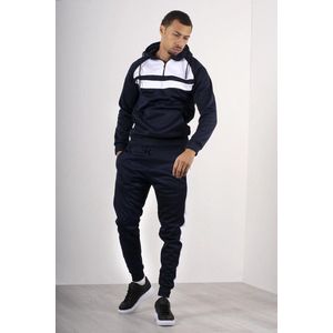 Navy Trainingspak heren – Wit - Tracksuit heren - Joggingpak heren - Maat M