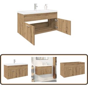 Wastafelkast met wasbak - Artisanaal eiken design Wastafel Kast Met Wastafel - Wastafel Kasten Met Wastafels - Badkamer Wastafel Kast - Badkamer Wastafel Kast