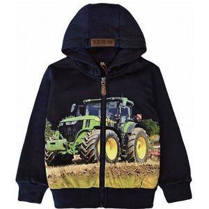 Kinder vest John Deere tractor trekker GM kleur donkerblauw Hoodie maat 146/152 Heel mooi!
