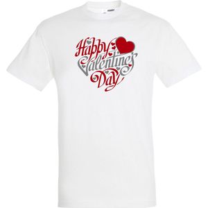 T-shirt Happy Valentines Day | valentijn cadeautje voor hem haar | valentijn | valentijnsdag cadeau | Wit | maat XXL