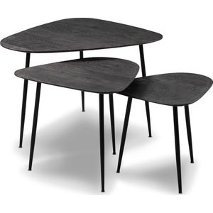 M2 Kollektion Trio Massief Acacia Zwart Salontafel Set