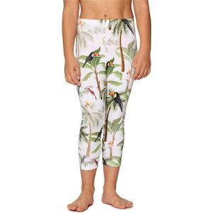 Merry Style Meisjes Leggings - Vrijetijdsbroek - Capri - Katoen - MS-MS10-405-LE - Wit/Palm/Tukanen - 128
