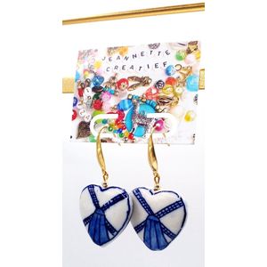 Jeannette-Creatief® - Holland - Delftsblauwe Hartjes - Souvenir - Delfts Blauw - Oorbellen - Oorhangers