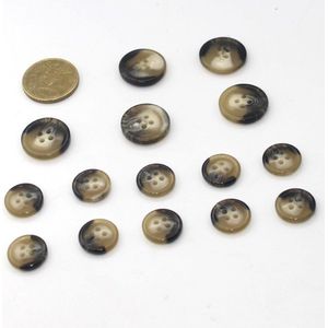 15 Stuks Herenkostuumknopen, Materiaal Polyester, 10 * 15 mm + 5 * 20 mm, Kleur Beige 008