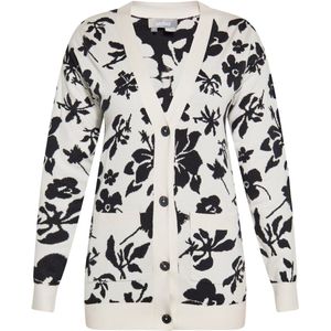 usha - Cardigan - V-hals - Met Bloemenmotief - Lange Mouwen