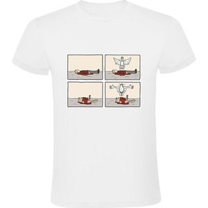 Mens en vogel Heren T-shirt - engel - opstijgen - dood - humor - grappig