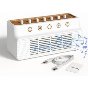 Boscer White Noise Speaker – Witte Ruis Bluetooth Speaker - 8 Rustgevende Omgevingsgeluiden - USB-C Oplaadbaar – Slaaptimer - Volledig Instelbaar – Voor Kind & Volwassenen – Slaapgeluiden - Wit