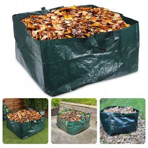 Opvouwbare Vierkante Tuinafvalzak 150L - Grote Tuinafvalzak met Hengsels - 69x69x38 cm - Opvouwbare afvalzak - Afvalzakken - Prullenbak - Tuinzak - Wasmand - Bladzak - Inclusief EBOOK