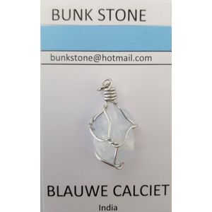 Blauwe Calciet - 100% natuurlijke Edelsteen - Bunkstone - Gratis verzending - Stenen Hanger - Anti allergisch sieraad - Echte steen- Spirituele steen - Gratis koordje