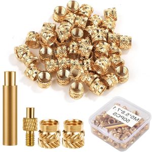 Allecto Plus - Messing Moeren M5x58x71mm Schroefdraadinzetstukken Heat Set-Inzettip - 50 Stuks - Lasadapter - Warmte Inbeddingsmoer - Compatibel met SP40NUS en T18-Ijzers