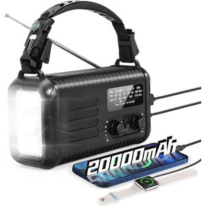 Zonne-radio met Handslinger en SOS-alarm - Draagbare Noodweerradio met Telefoonoplader