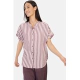 camel active - Gestreepte Blouse - Rood - Linnen-Lyocellmix