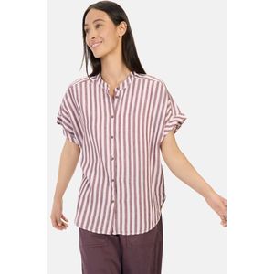 camel active - Gestreepte Blouse - Rood - Linnen-Lyocellmix