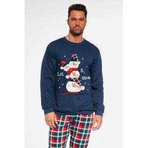 Cornette Katoenen Familie Pyjama Heren Volwassenen | Lange Mouw Lange Broek | Kerst Winter Matching Gezin Pyama | Snowman 115/236 L