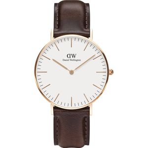 Daniel Wellington Classic Bristol DW00100039  - Horloge - Leer - Bruin - Ø 36 mm