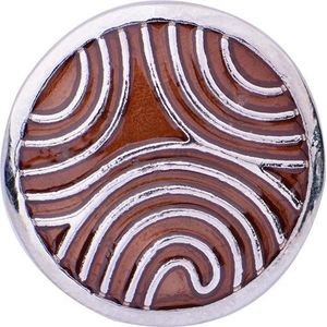 Quiges - Dames Click Button Drukknoop 18mm Golven Bruin - EBCM024