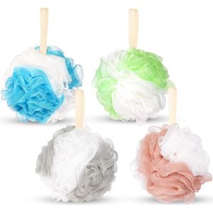 BRUBAKER Set van 4 badspons, douchespons, scrubspons, 50 g voor lichaamscrub of massage, wellnesssponzen, incl. geschenkdoos