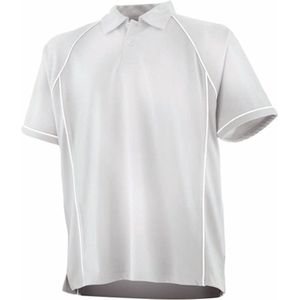 Herenpolo 'Piped Performance' met korte mouwen White - XXL