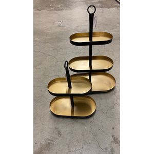 Etagere Ovaal | Zwart met Goud | 3 laags | metaal | L 35 x B20 x H50 cm