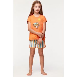 Woody pyjama meisjes - oranje - toekan - 231-1-BST-S/539 - maat 116