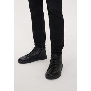 Kazar - Hoge Herensneakers - Zwart - Nerfleer - Monogram