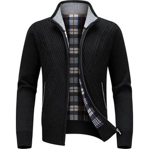 vesten voor heren, dikke trui, volledige rits, opstaande kraag met fleece gevoerde gebreide truien, casual winterjas, trui top voor heren