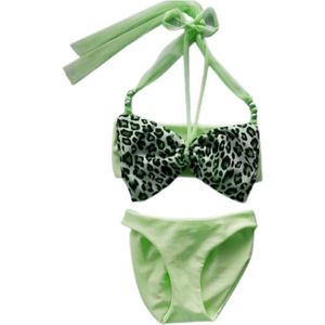 Maat 146 Bikini zwemkleding NEON Groen met dierenprint badkleding baby en kind fel groen zwem kleding tijgerprint