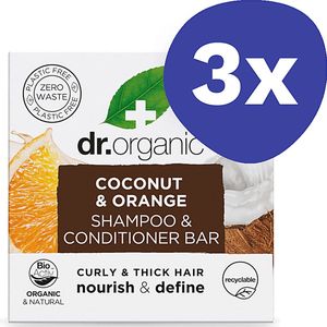 Dr Organic Kokosnoot & Sinaasappel Shampoo & Conditioner Bar (3x 75g)