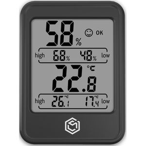 Ease Electronicz Hygrometer Min/Max - Luchtvochtigheidsmeter - Digitaal Weerstation - Vochtigheidsmeter - Thermometer voor Binnen - Met verlichting