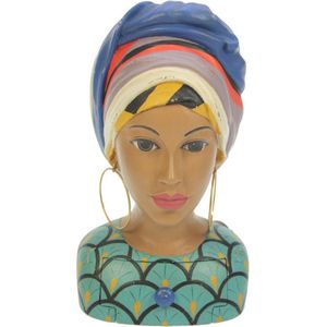 Afrikaanse vrouw/oorbellen met lade 14x16x24cm